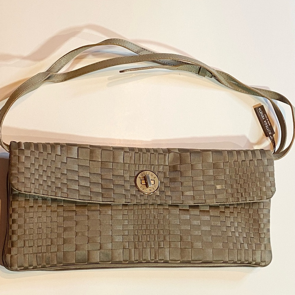 Bottega Veneta Intrecciato Turnlock Flap Crossbody Clutch with COA